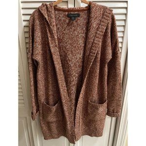 Tahari NWOT Rust Orange Hooded Cardigan Open Front Sweater w Pockets Size S